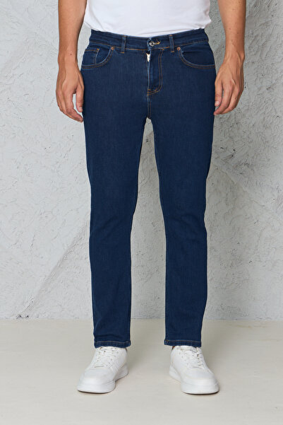 blayn jeans بنطلون جينز رجالي باللون الأزرق الداكن، تصميم حضري، قماش دنيم مرن...
