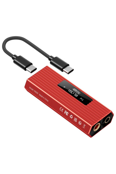 Choice RED USB-C to AUX DAC Amp 3.5mm+4.4mm Hi-Res ES9028Q2M DSD256，For iPhon...