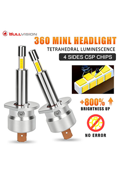 Choice H1 6000K Cold White 2Pcs H1 LED Headlight Bulb Mini 360 Size 300W 3000...