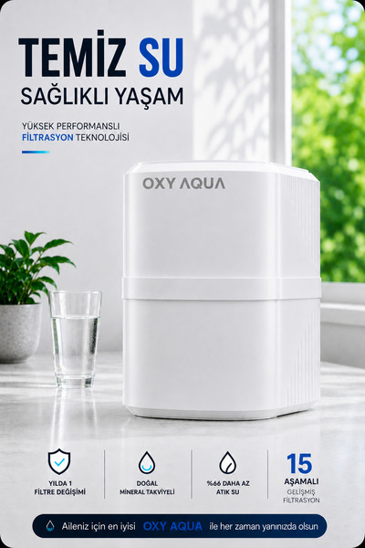 OXYAQUA Oxy Aqua Su Arıtma Cihazı - 15 Aşamalı Ph+ Alkali Mineralli Çelik Su ...