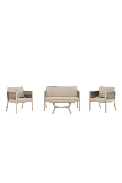 UPSTYLE Lido Bahçe & Balkon Oturma Takımı | Metal Karkas, 2+2 Koltuk, Cappuci...