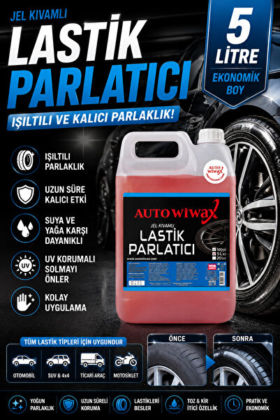 autowiwax Auto Wiwax 5 L Lastik Parlatıcı Jel Yoğun Parlaklık Sağlayan Oto La...