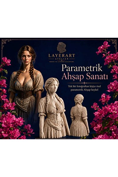 layerart Kişiye Özel Parametrik Dekoratif Kadın Büstü 40cm – El Yapımı Ahşap ...
