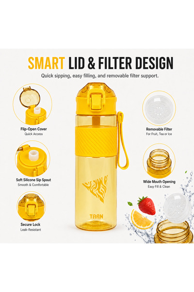 DEDIKAT TAAN PG8068 700ml Sports Water Bottle, BPA-Free Leakproof Plastic Dri...