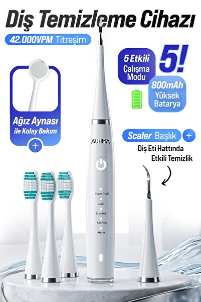 auhma AMF14 Ultrasonik Diş Temizleme Cihazı Beyaz | 42.000 Titreşim/Dk | 5 Mo...