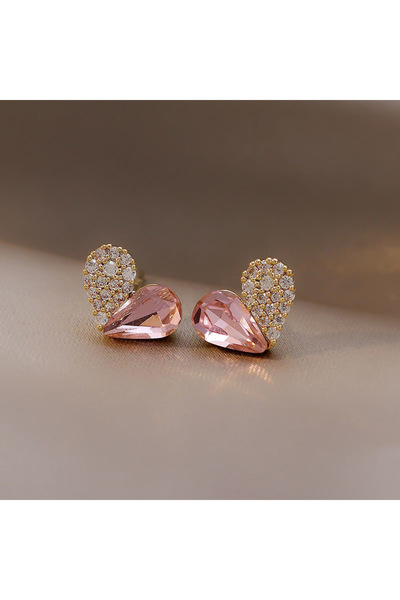 Choice HE5116-1 Fashion Personalized Stud Earrings Crystal Studded Heart Earr...