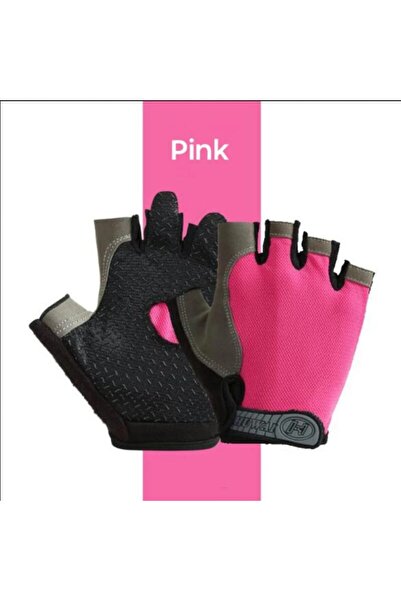 Choice M Pink Gym Gloves Fingerless Gloves Anti-Slip Shock-Absorbing Breathab...