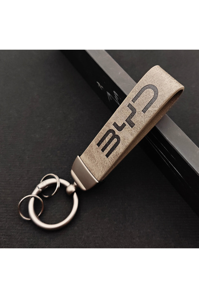 Choice3 Grey 2025 Luxury Leather Car Keychain Logo BYD Key Rings Best Gift Fo...