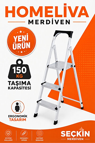homeliva 2+1 Seçkin Metal Merdiven Sağlam Estetik Ev Tipi Merdiven