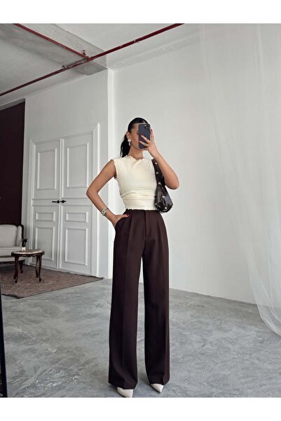 mydukkan.co Bitter Brown My Palazzo Fabric Trousers