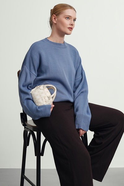 Gülce moda Kadın Bisiklet Yaka Oversize Triko Kazak