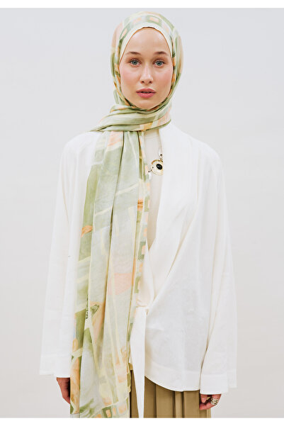 Freshscarfs Abstract Blocks Desen Rami Viskon Şal Yeşil