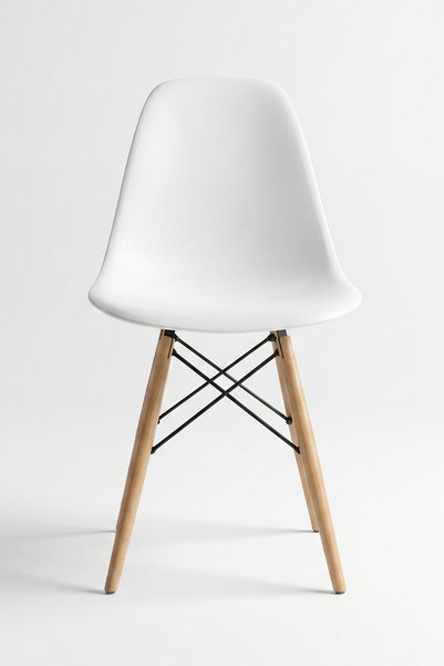 Seduna Beyaz Eames Sandalye - Natural Ahşap Ayaklı