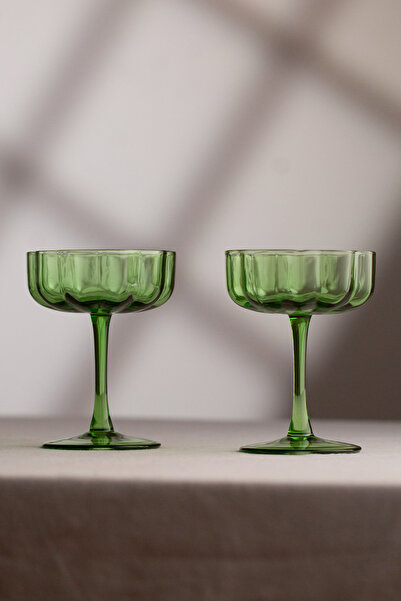 Rakle Botanical 2-Piece Cup Ice Cream Bowl Set Green 210 cc