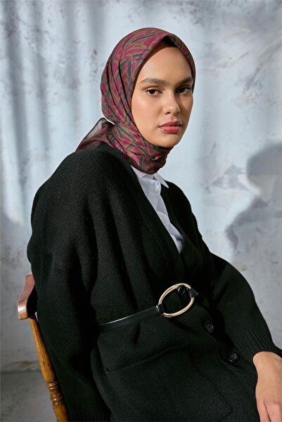 Silk Home وشاح قطني ناعم باللون الأرجواني الكاكي والأخضر بنمط هندسي خفيف الوز...