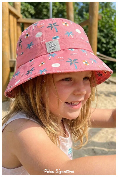 PIECE SIGNATURE 100% Cotton , Girl'S, Palmiye Printed Bucket Hat (Size, 52) (...