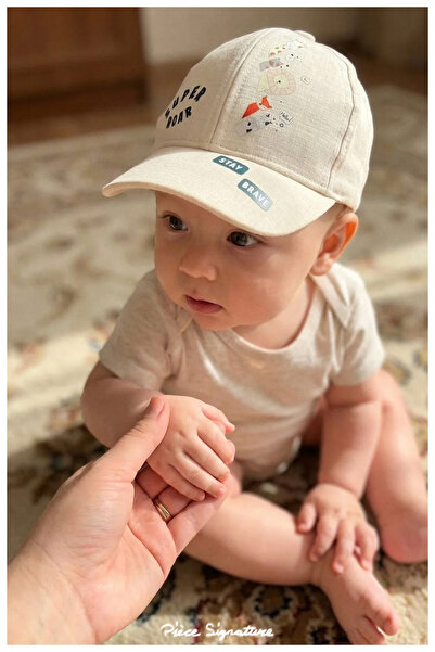 PIECE SIGNATURE 100% Cotton, Cute Baby Boy Cap (43-46 cm) (with Rubber Device...