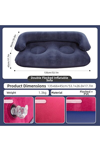 choice2 CQSF-SR-4 Inflatable Double Sofa Flocking Portable Air Couch Lazy Sof...