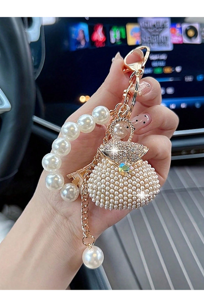 Choice style1 Korean Pearl Beads Diamond Studded Key Chain Advanced Exquisite...