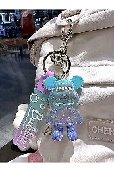 Choice purple Creative Personality Gradient Colored Teddy Bear Key Chain Kore...
