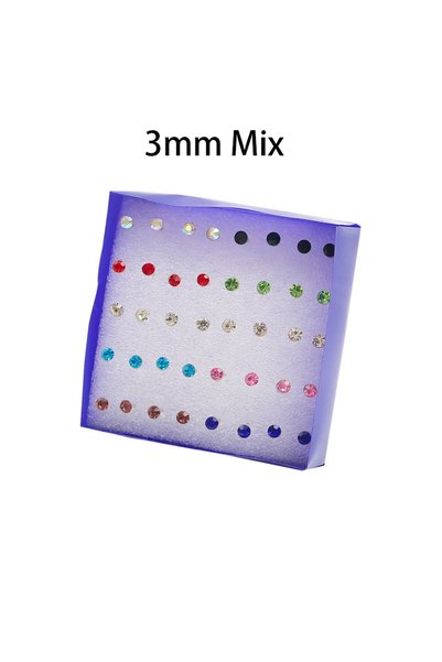 Choice 3mm Colorful CZ 20 Pair/Set Women Girl Rhinestone Crystal Ear Stud Ear...