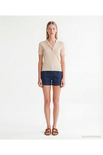 Yargıcı Regular Jacket Collar Short Sleeve Sweater