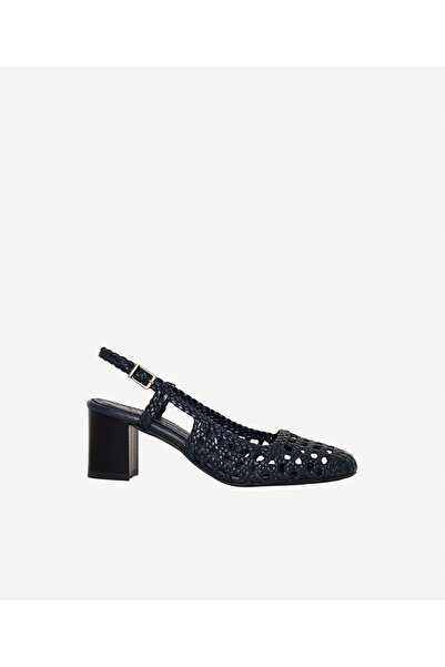 Yargıcı Open Back Knitwear Leather Heeled Shoes