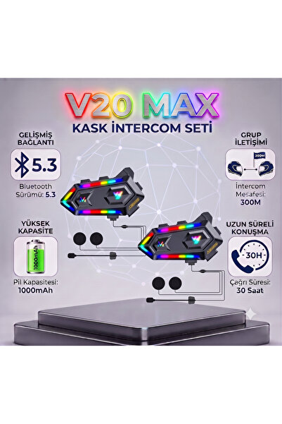 ALWAYS TEKNOLOJİ ALWAYS 2 Adet ALY20 MAX Telsiz Özellikli BT5.3 Motosiklet Ka...