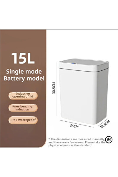 Choice White White Touchless 15L Smart Sensor Trash Can – Electronic Bathroom...