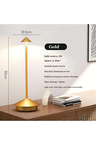 choice2 Golden LED Table Lamp Rechargeable Touch Sensor Cordless Desk Lamp 3 ...