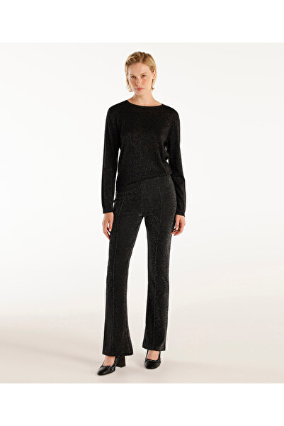 Yargıcı Glittery Wide Leg Trousers with Front Stitching