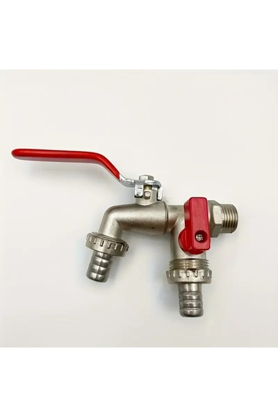 choice2 1PC Red Classic Dual-Outlet Garden Faucet - Zinc Alloy, 1/2" Connecti...