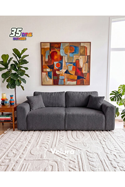 Velura Home & Living Sora 3'lü Kanepe & Üçlü Koltuk - Antrasit