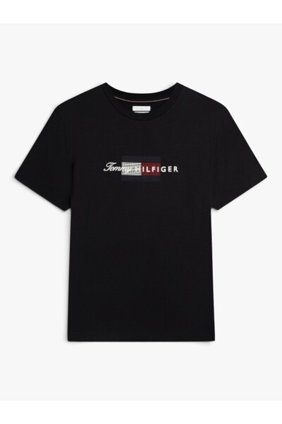 Tommy Hilfiger Black Logo Printed Men's T-Shirt