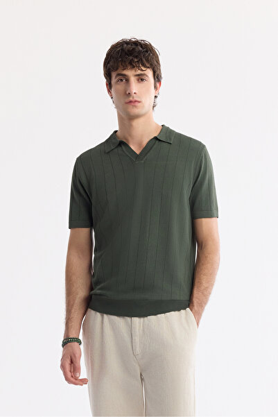 Avva Men's Khaki Polo Neck Rayon Knitwear Regular Fit T-Shirt A51Y5015