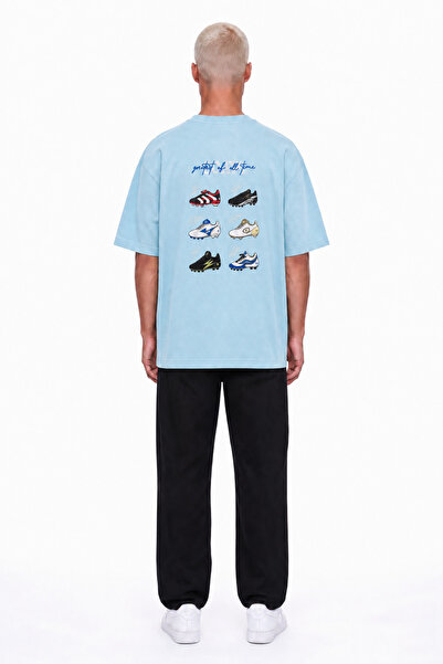Respire Men's Goats Printed Oversize T-Shirt Baby Blue