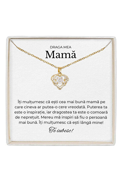 The Jewel Heart Colier Dragoste Adevărată pentru Mamă - Bijuterie Cadou cu Me...