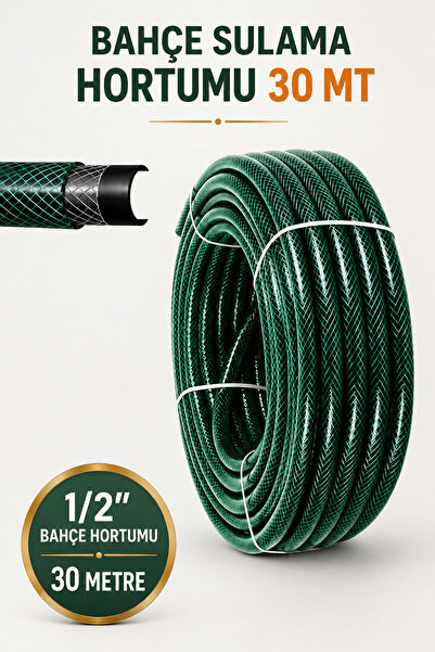 NZB (30 METRE) Dayanıklı 3 Katlı Sağlam Klasik Bahçe Çeşme Hortumu Su Sulama ...