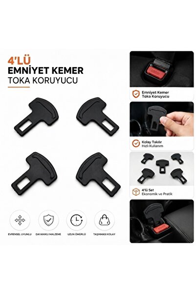 MemoDigital Tüm Araçlara Uyumlu Kemer Toka Koruyucu Klips 4’lü Set
