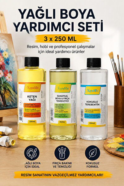 Genel Markalar Yağlı Boya Seti Yardımcı Malzemeler 3 X 250 Ml Terebentin Resi...