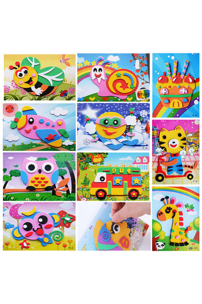 Choice 10sheets patterns 5Pcs/10Pcs/Lot Kids DIY 3D EVA Foam Sticker Cartoon ...