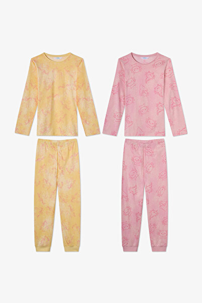 Penti Set pijamale roz pentru fete, cu mâneci lungi, 2 piese