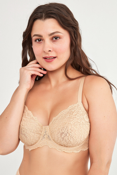Penti Nude Colored Plus Size Lace Jasmine Recovery Underwire Bra