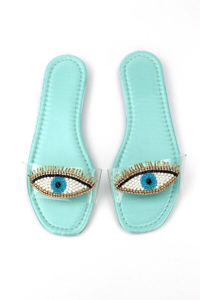 Gökhan Talay Eye Bead Turquoise Shiny Satin Handmade Natural Stone Women's Sl...