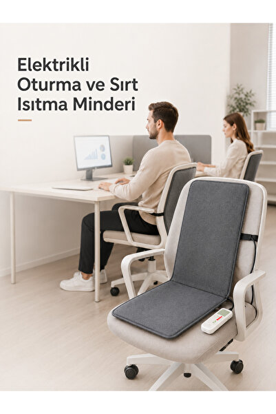 BEYLİNİ 220V Elektrikli Sırt Destekli Minder Isıtıcı Termostatlı Kumandalı Of...