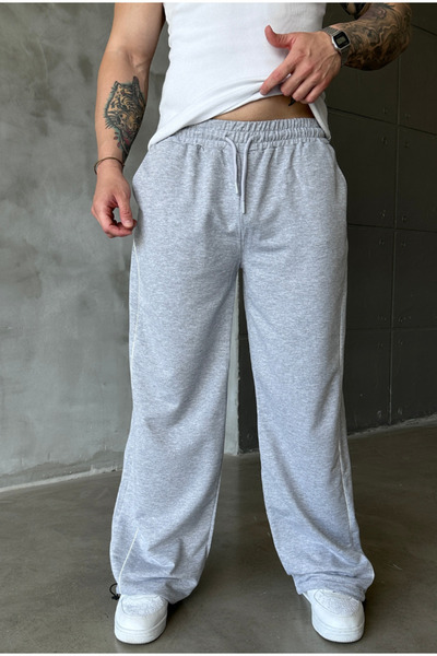 cezstudio Çizgi Detaylı Premium Penye Kumaş Ayarlanabilir Paça Baggy Eşofman