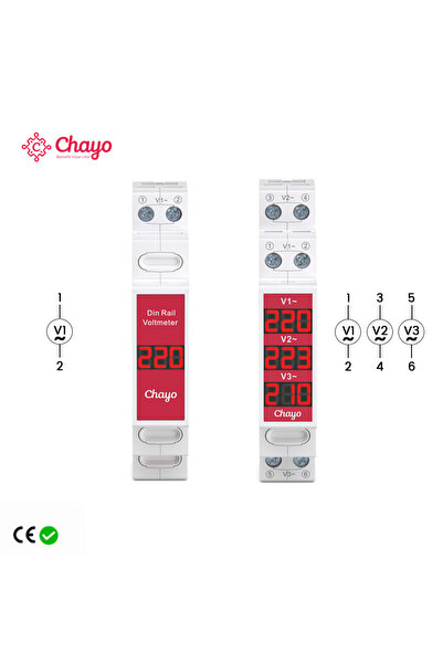 Choice 1 Din Rail Mount Single Three Phase Voltage Meter Ac 60-450V Mini Modu...