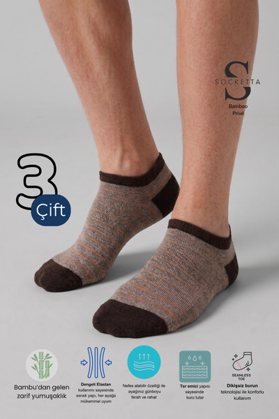 Socketta Șosete pentru bărbați Bamboo fără cusături Toe, din 3 piese, cu mode...