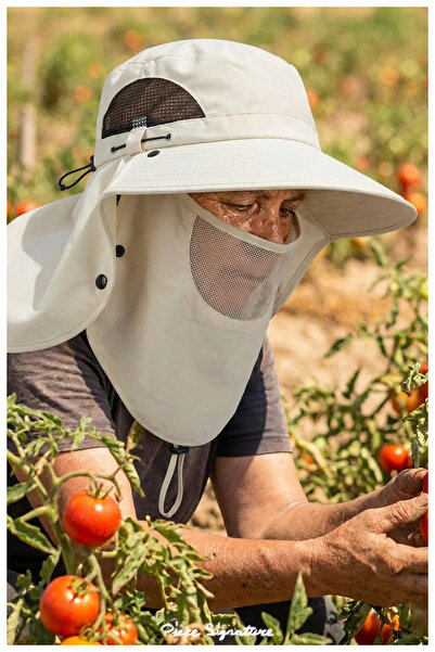 PIECE SIGNATURE Unisex Safari Hat with Breathable Mask for Farming, Camping, ...