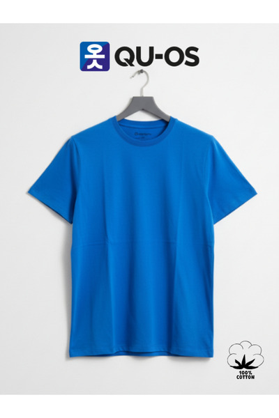 QUOS Men's / Unisex 100% Cotton Crew Neck Basic T-Shirt